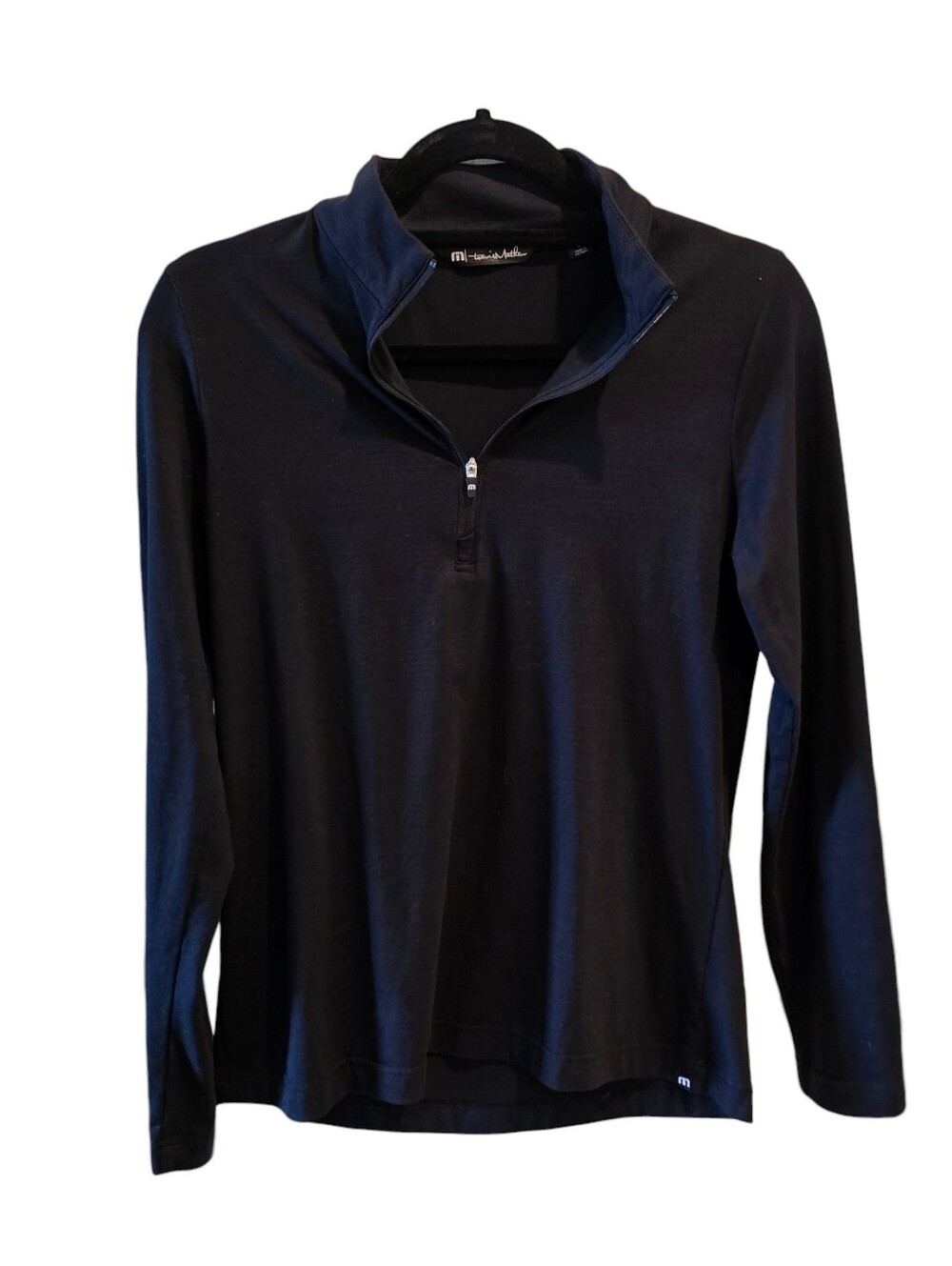 💙 TRAVIS MATHEW Crestview Women's 1/4 Zip Long Sleeve Golf Polo Black Small
